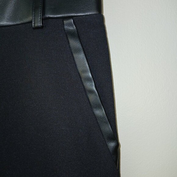 ADREIENNE LANDAU ONYX WIDE LEG, LEATHER ACCENT, BLACK PANTS SIZE XL, NWOT - Picture 4 of 9